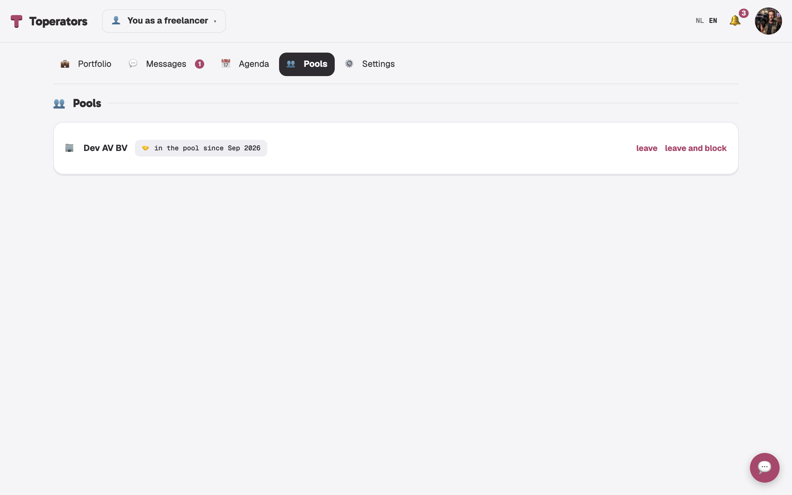A freelancer's pool overview